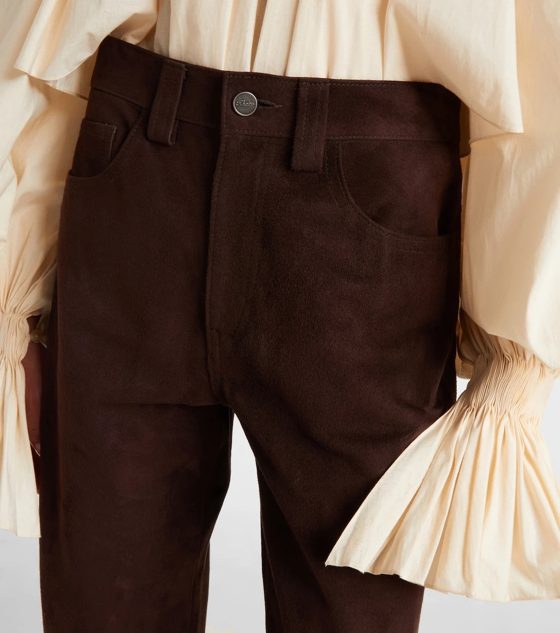 Khaite - Callum high-rise suede straight pants