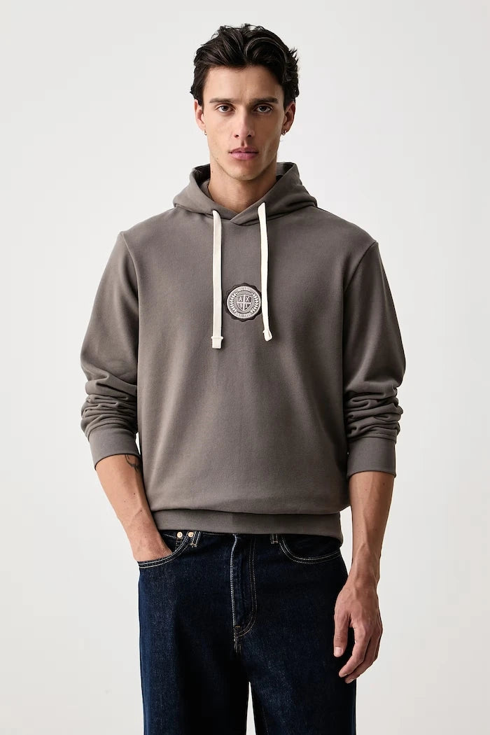 Pamuk ve elastanlı erkek kapüşonlu sweatshirt