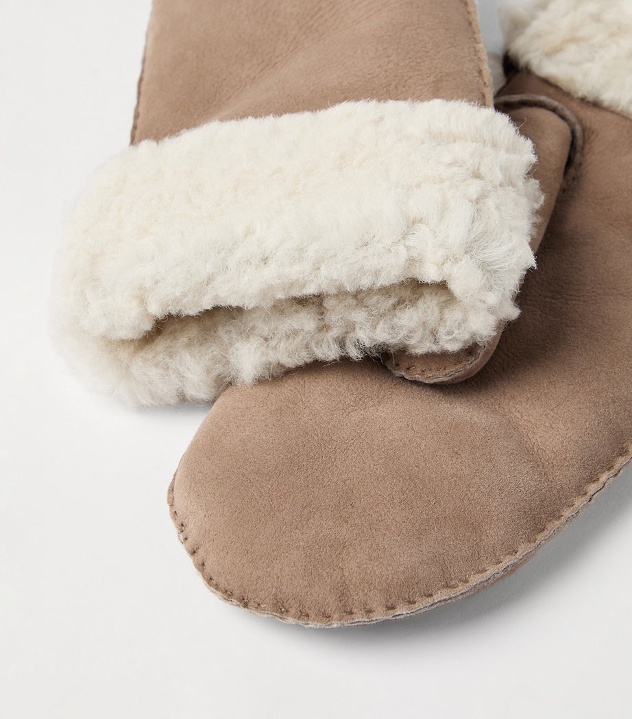 Brown Shearling Mittens