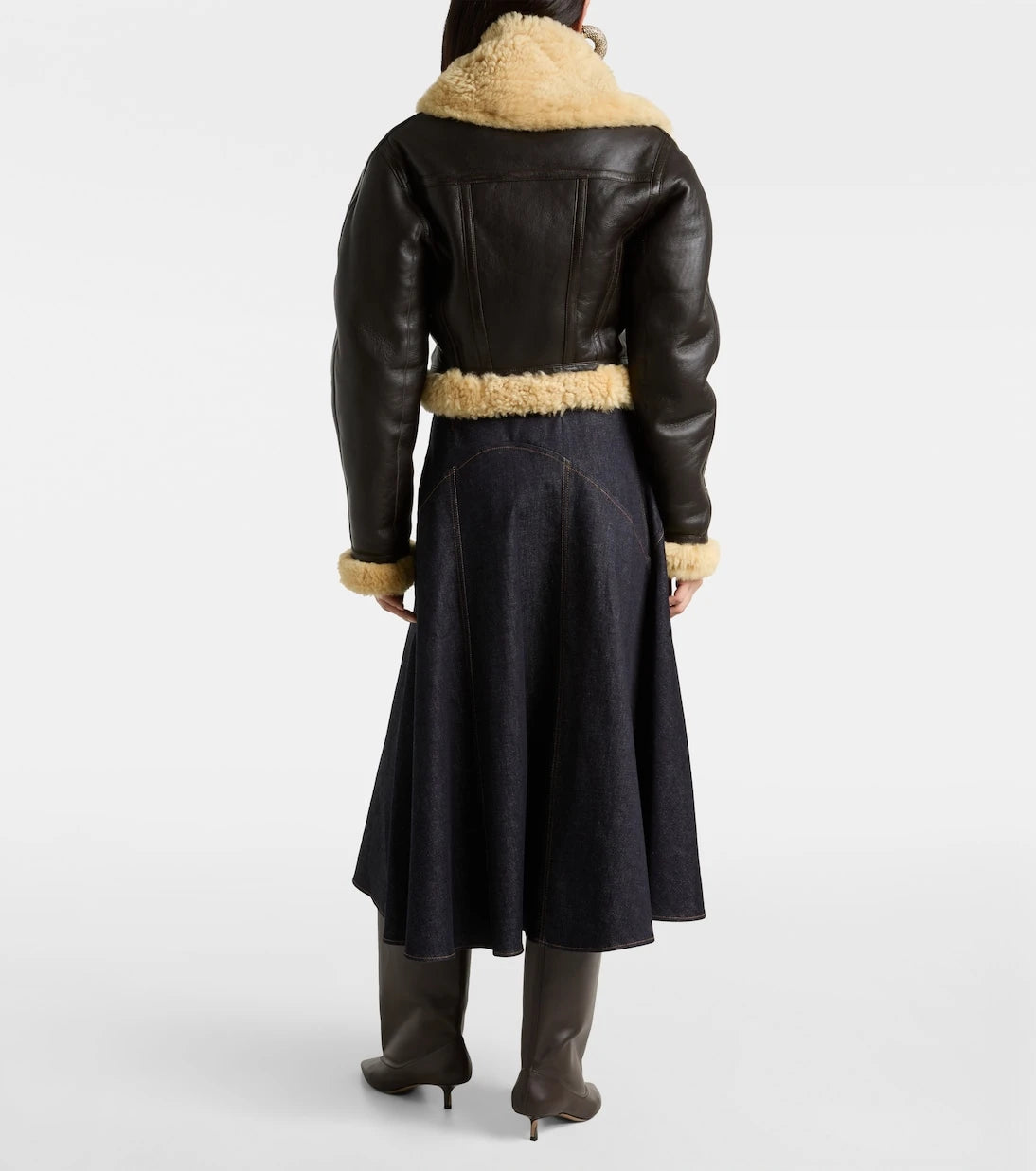 Jacquemus - Aviatore cropped shearling-trimmed leather jacket