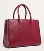 Burgundy Pebbled Leather Work Tote Bag