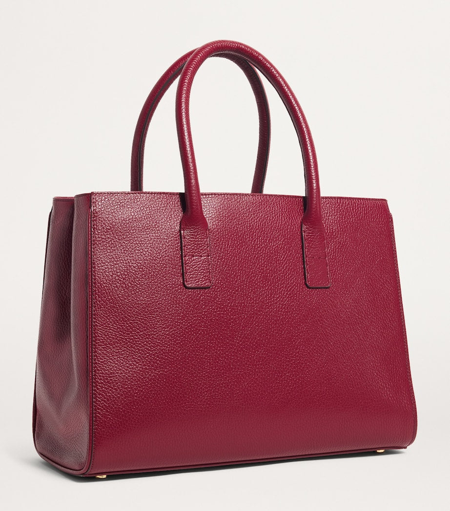 Burgundy Pebbled Leather Work Tote Bag