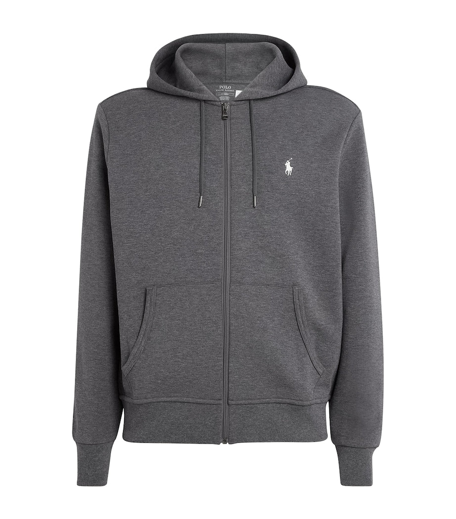Polo Ralph Lauren Grey Cotton-Blend Zip-Up Hoodie