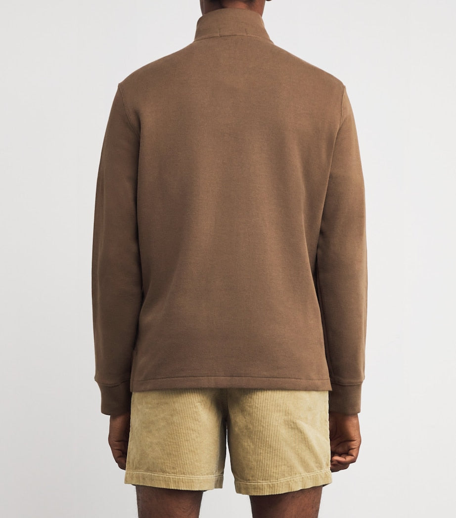 Polo Ralph Lauren Brown Cotton Quarter-Zip Sweater