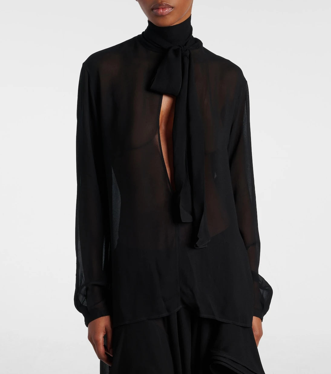 Alaïa - Bağlamalı yakalı jorjet bluz