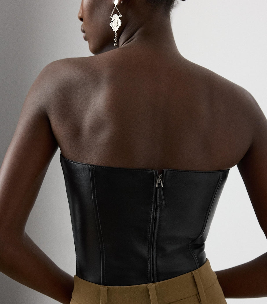 Ralph Lauren Collection Black Lambskin Gwyneth Bustier