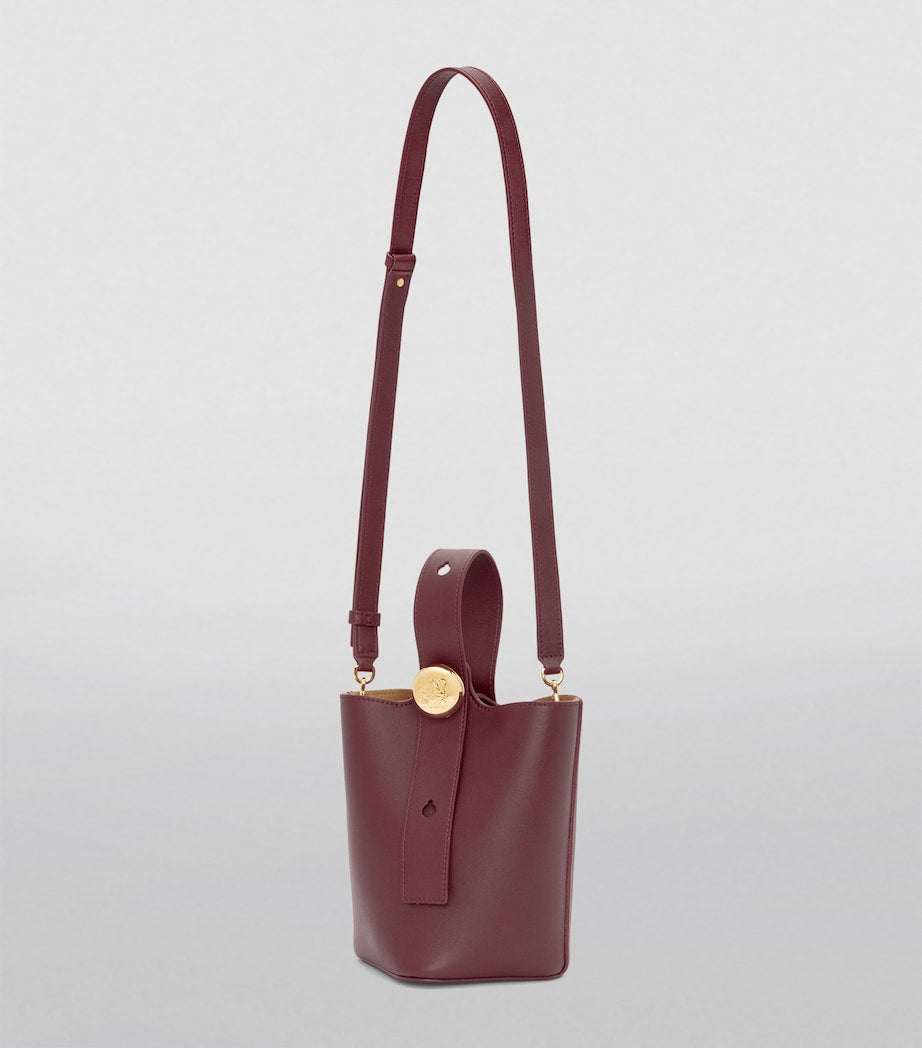 LOEWE Burgundy Mini Leather Pebble Bucket Bag