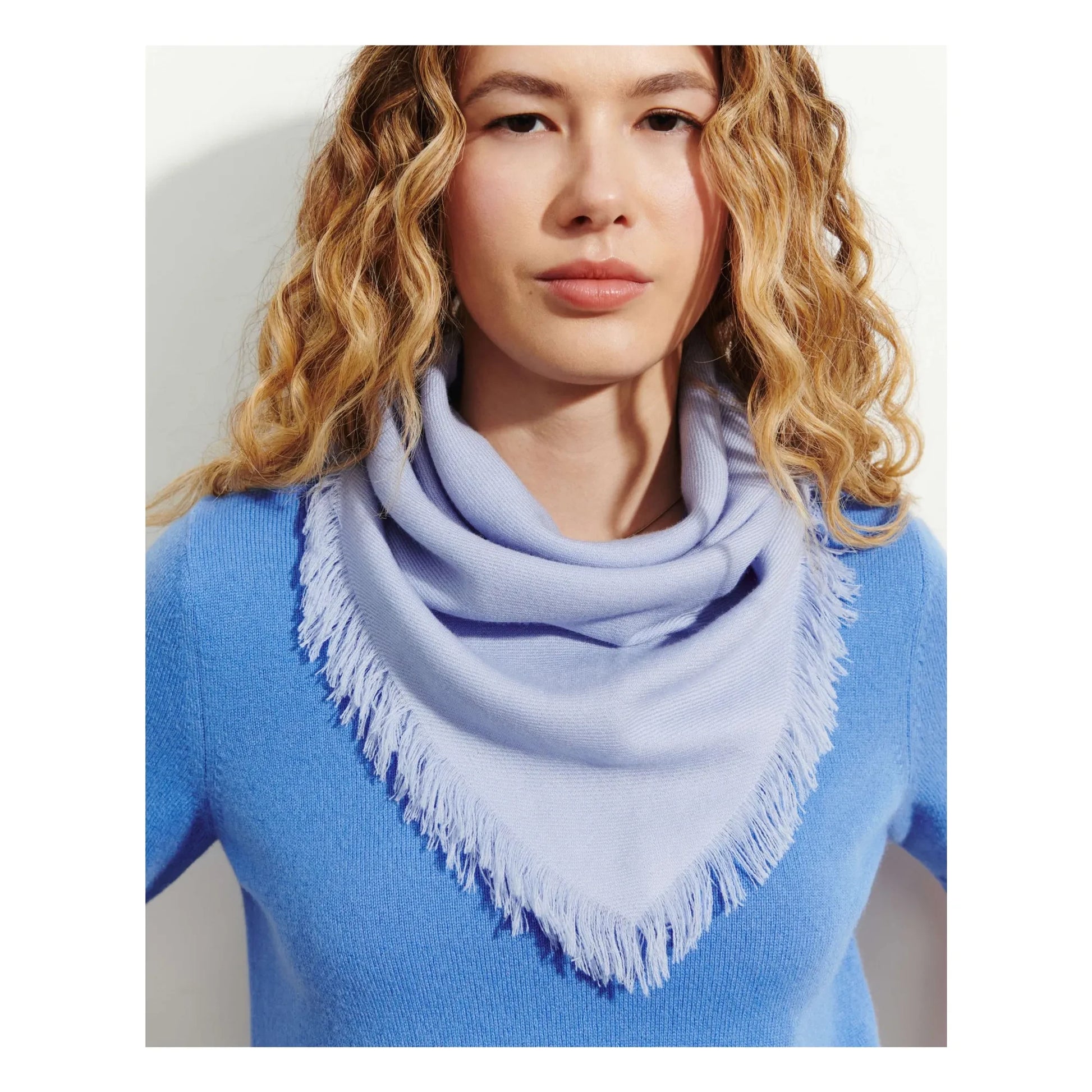 Bompard - Mini Twill Cashmere Square | Pale blue