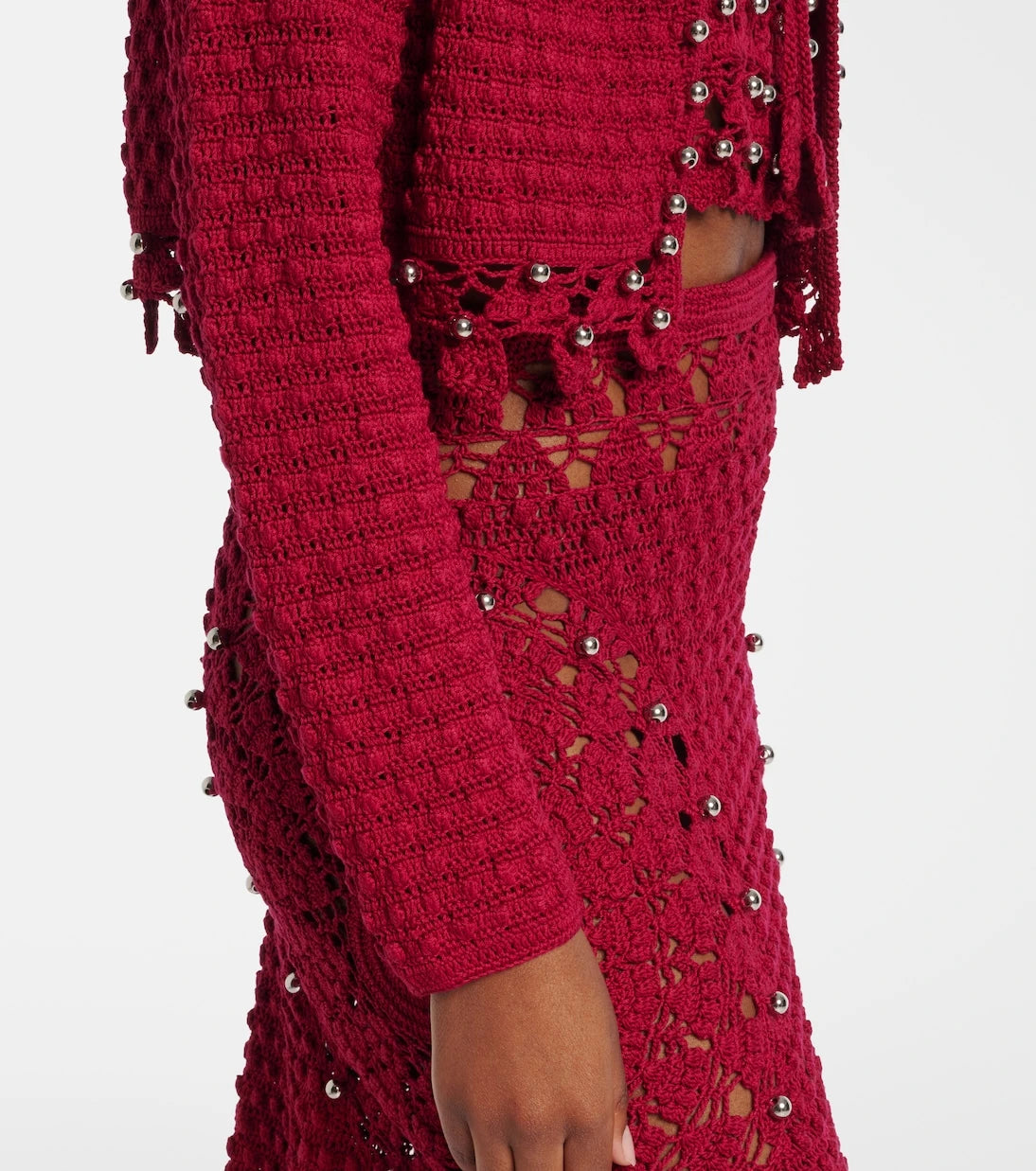 Rabanne - Studded crochet cotton cardigan