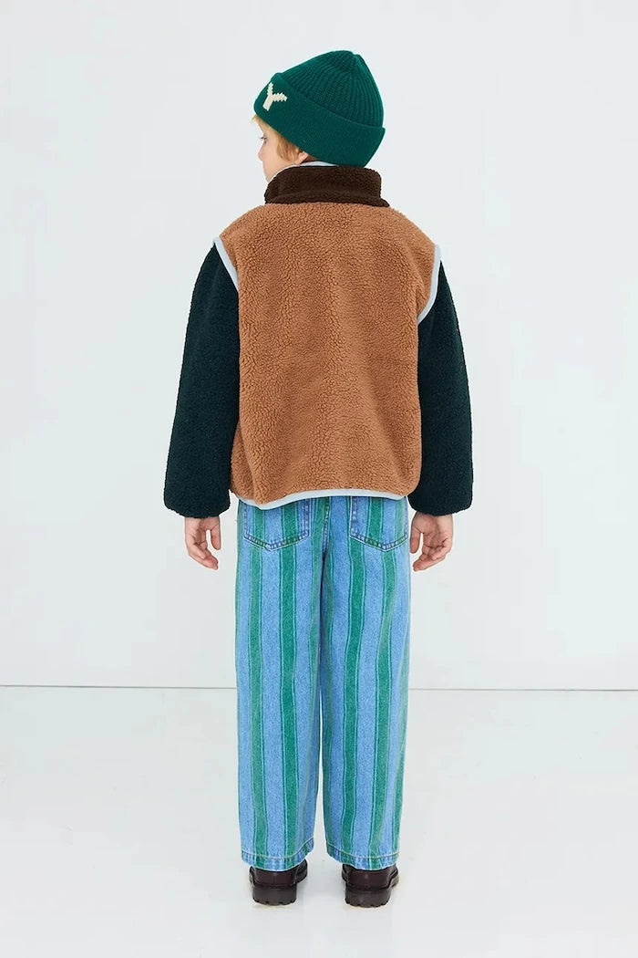 Çocuklar için fermuarlı polar üst COLOR BLOCK SHERPA JACKET