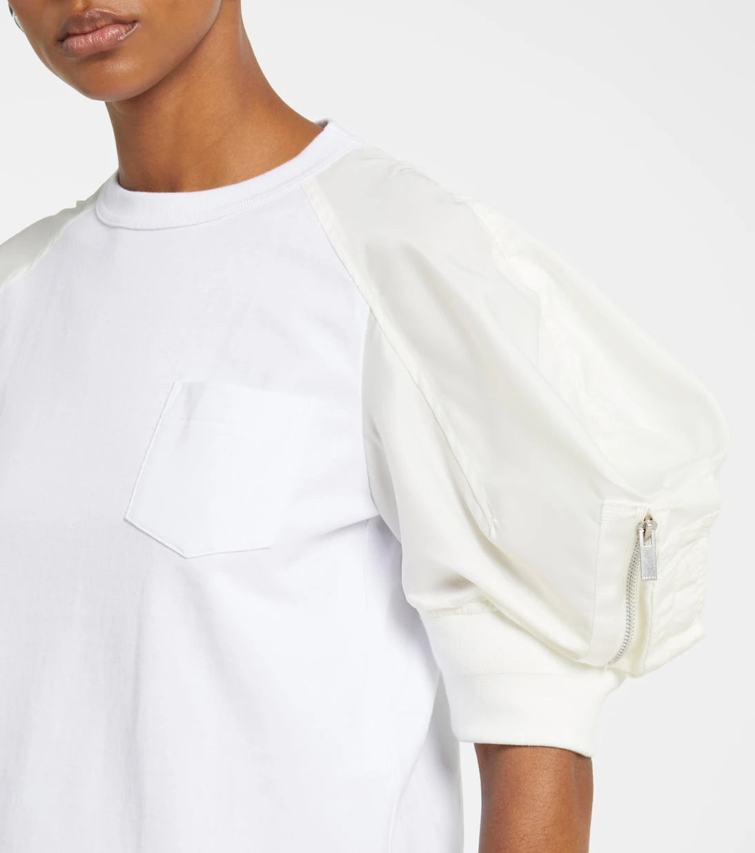 Sacai - Puff-sleeve cotton-blend T-shirt