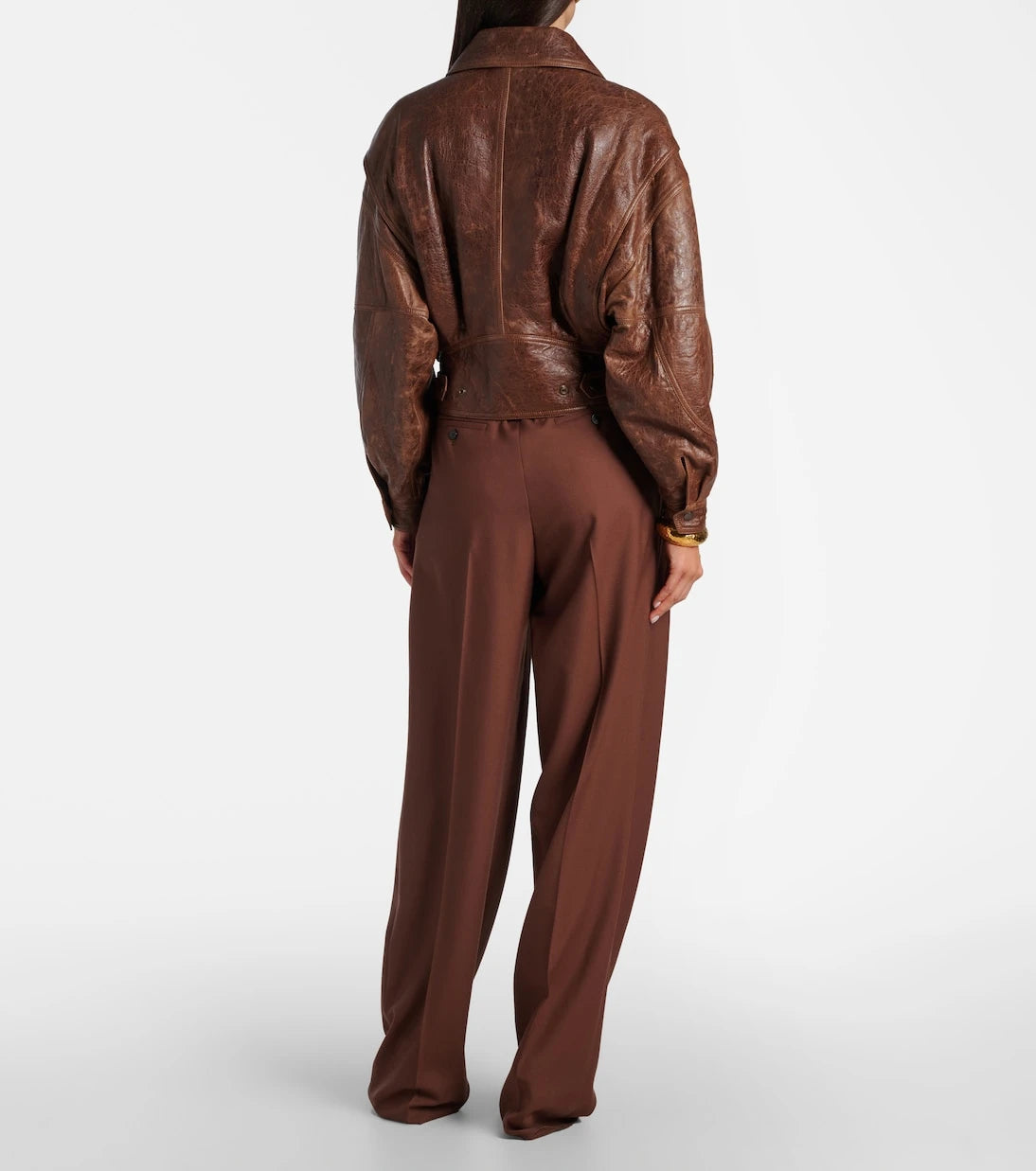 Saint Laurent - Double-breasted leather bomber jacket