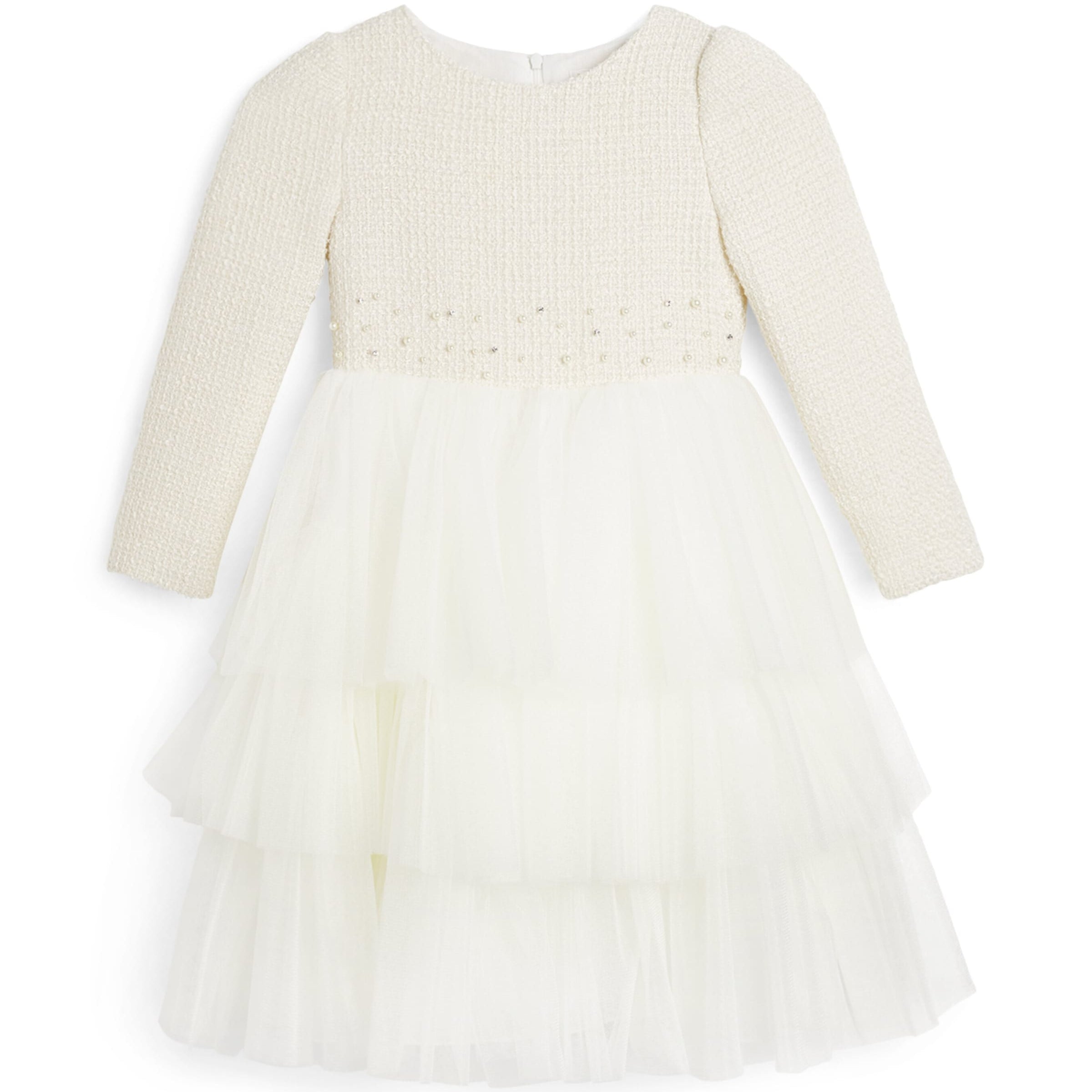 Ivory Long-Sleeve Ruffle Dress (2-14 Years)