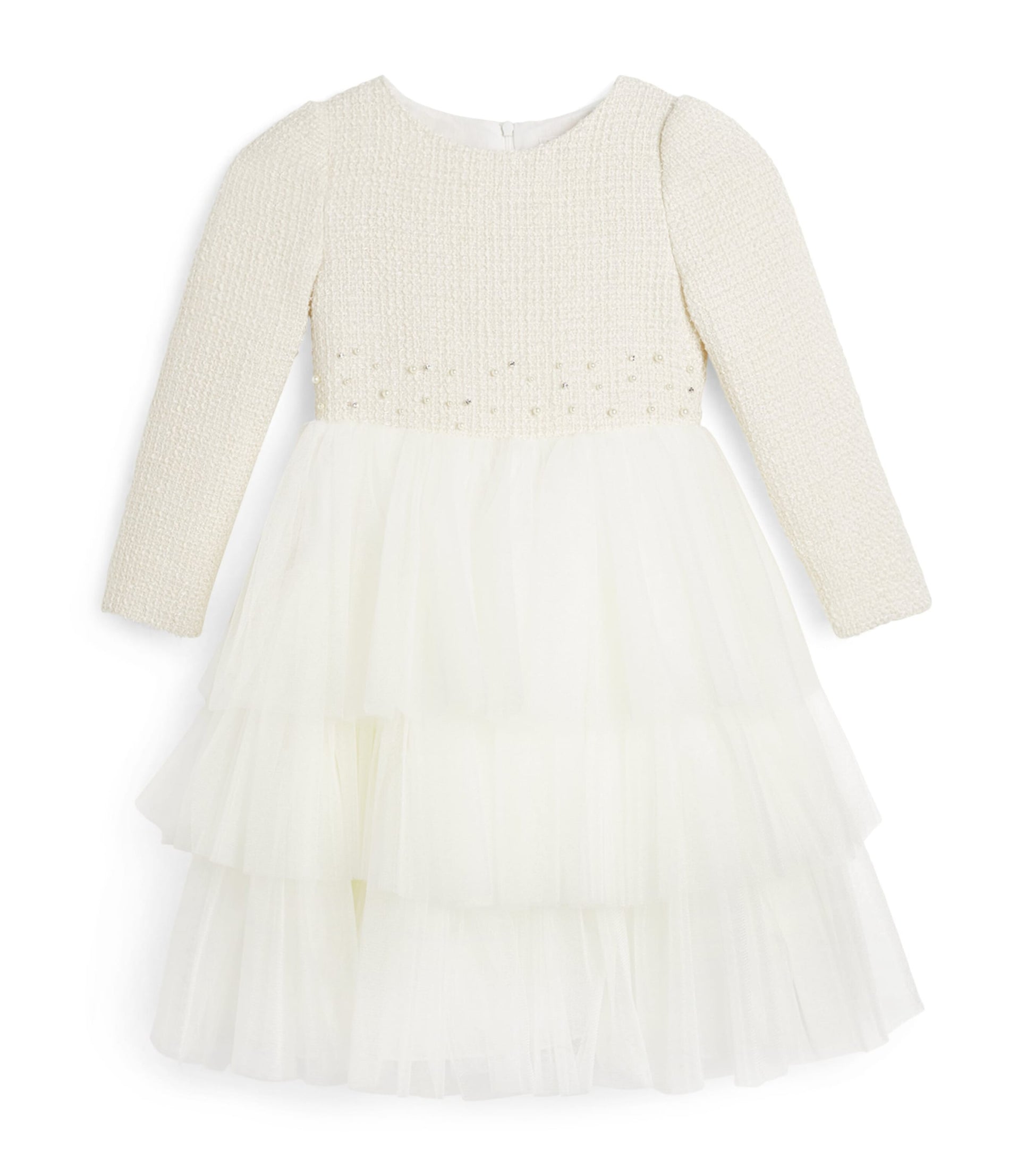 Ivory Long-Sleeve Ruffle Dress (2-14 Years)
