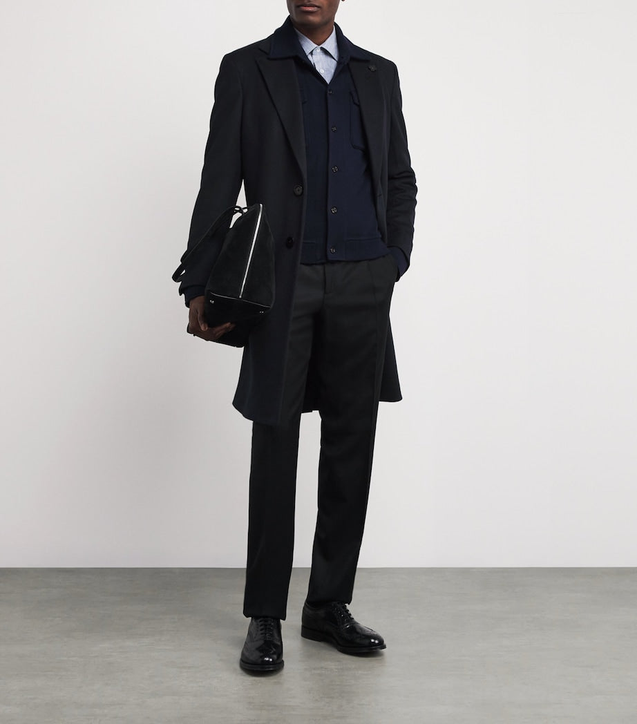 Navy Virgin Wool Overcoat