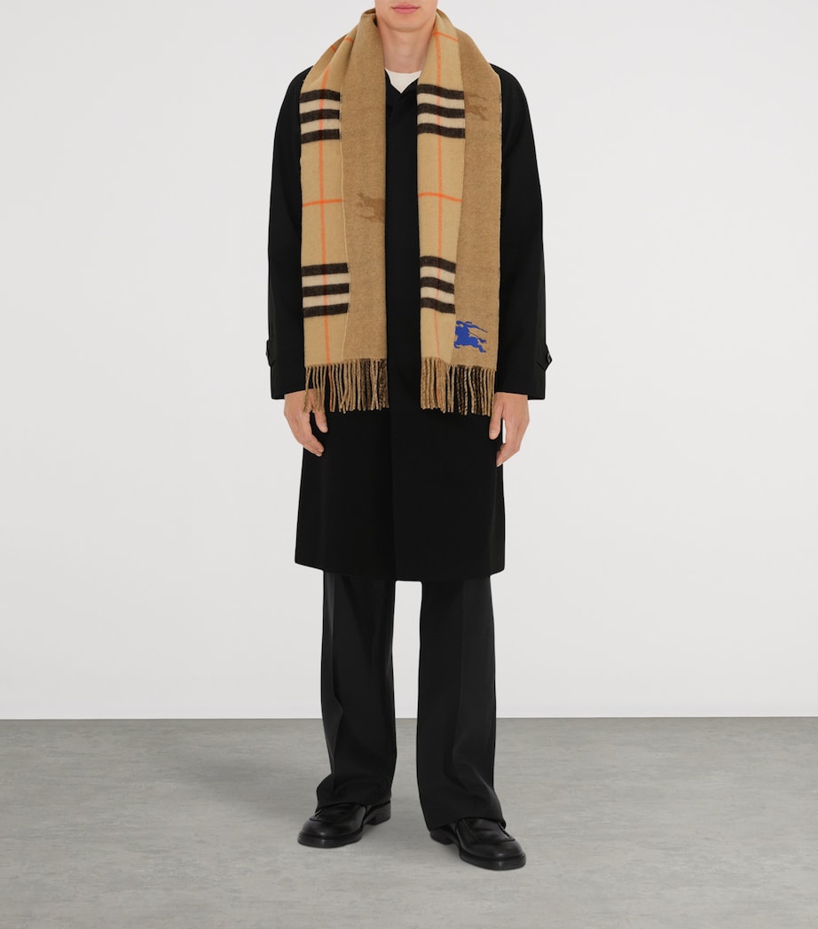 Beige Cashmere Reversible Check EKD Scarf