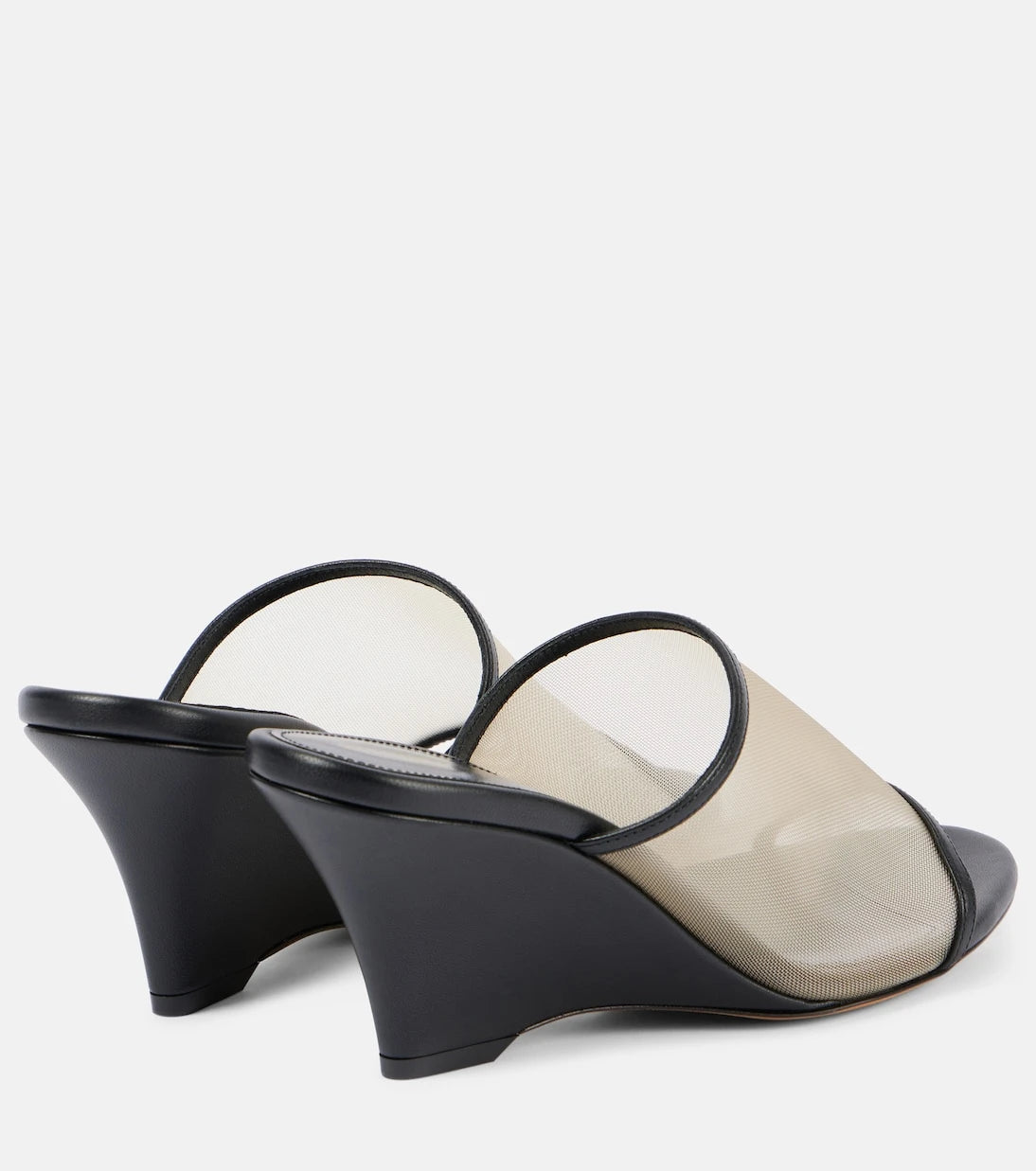 Khaite - Marion leather and mesh wedge mules