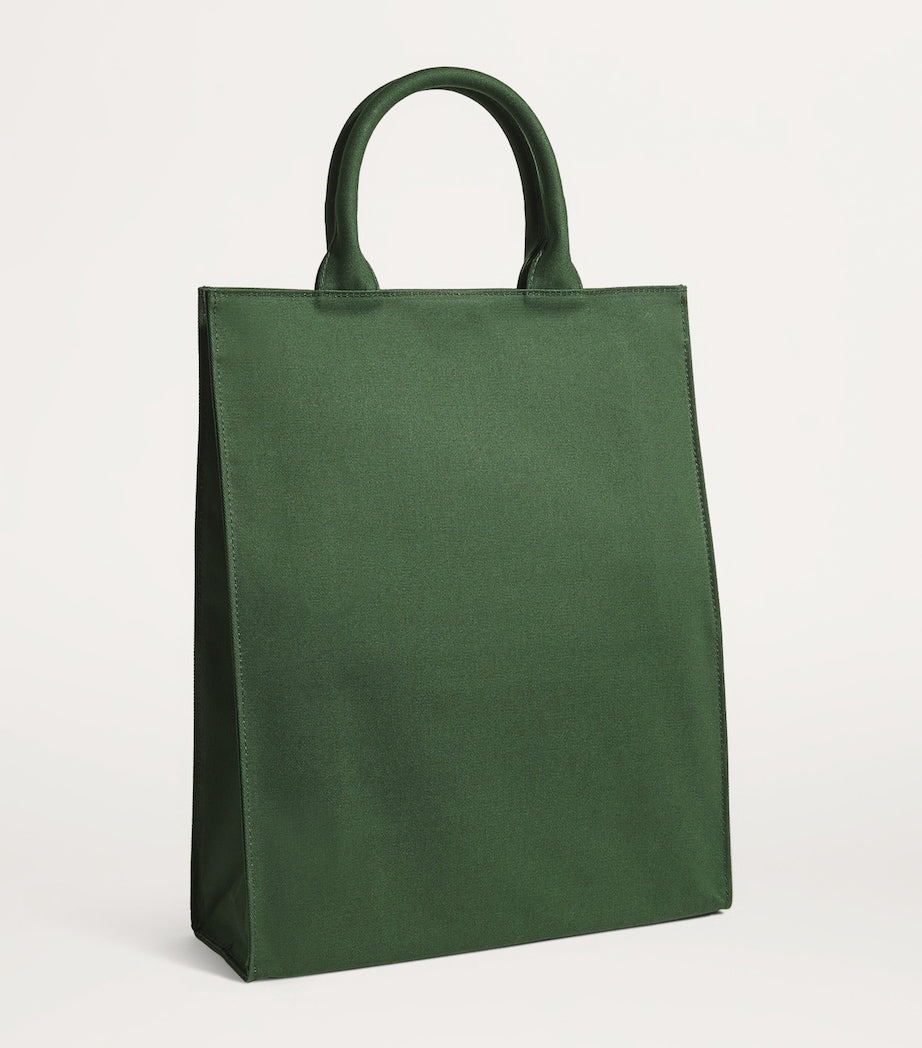 Green Medium Cotton Logo Tote Bag