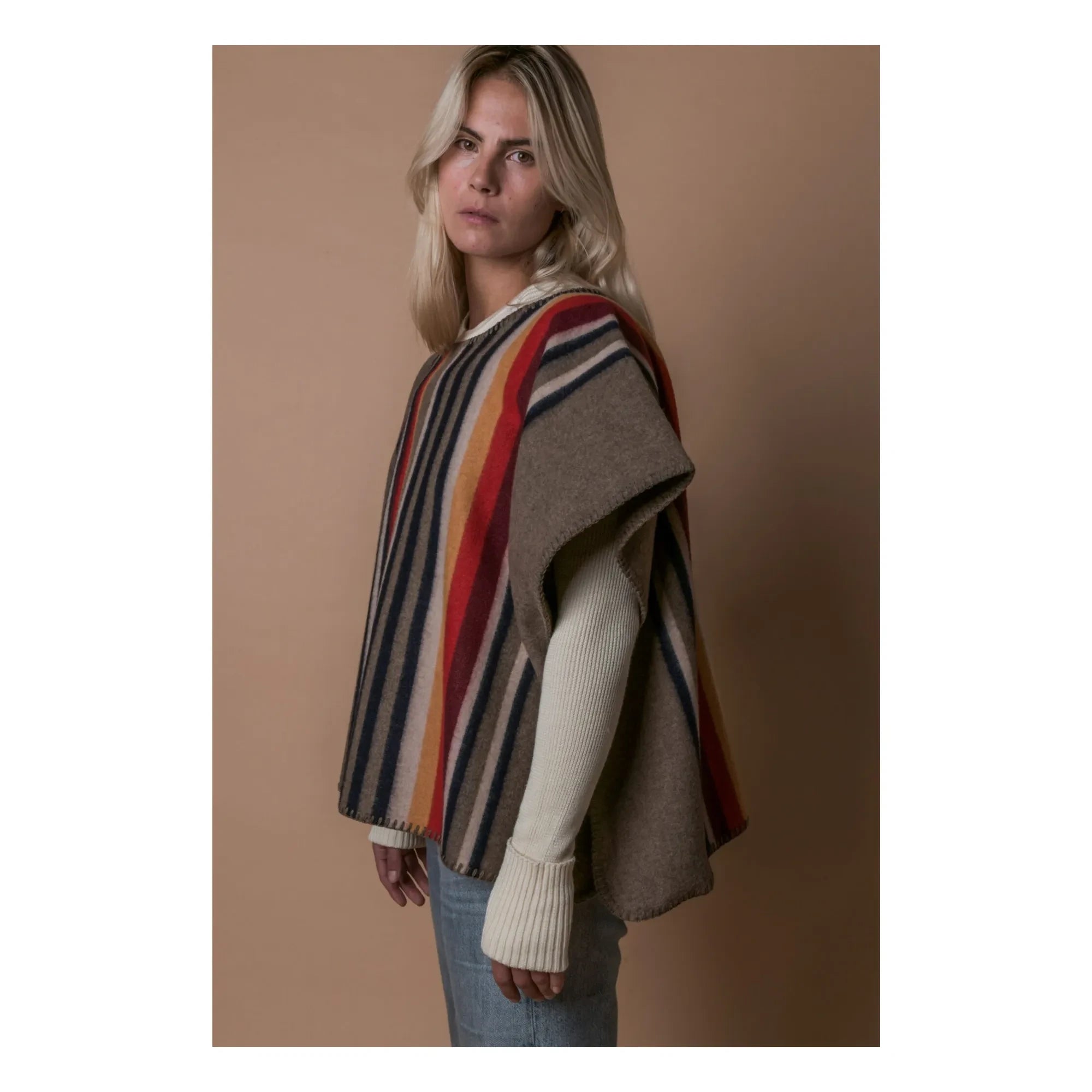La Méricaine - Apache Long Poncho Recycled Wool | Grey