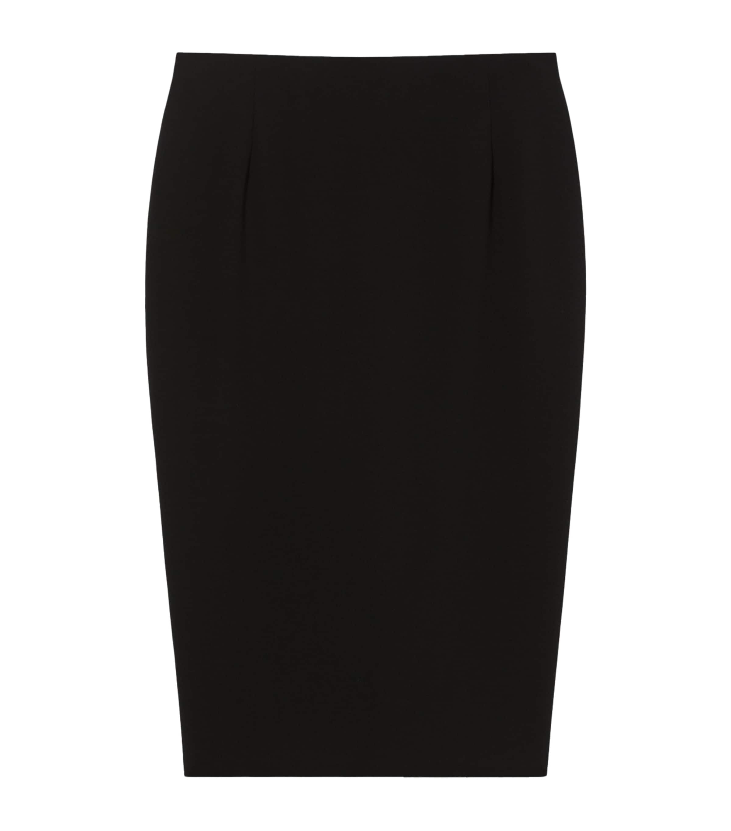 Black Cady Pencil Midi Skirt
