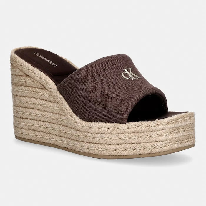 Calvin Klein Kadın Wedge Espad 70 Canvas Eğik Platform Terlik
