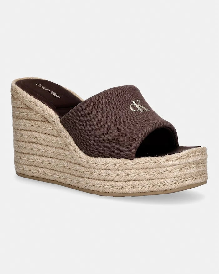Calvin Klein Kadın Wedge Espad 70 Canvas Eğik Platform Terlik