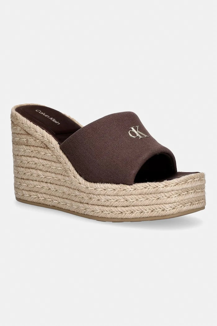 Calvin Klein Kadın Wedge Espad 70 Canvas Eğik Platform Terlik