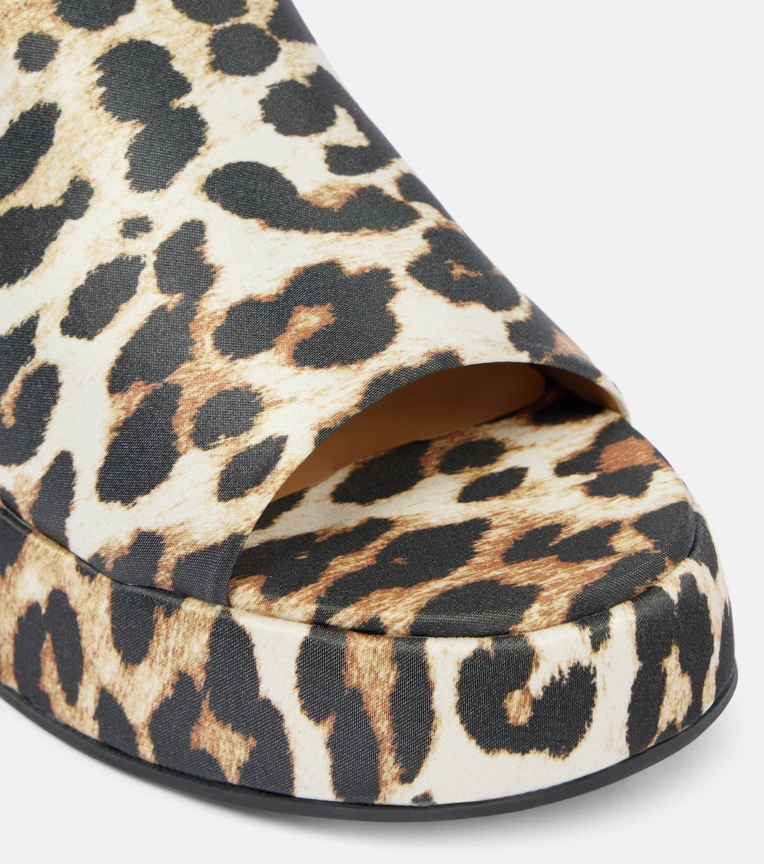 Ganni - Leopard-print satin platform mules