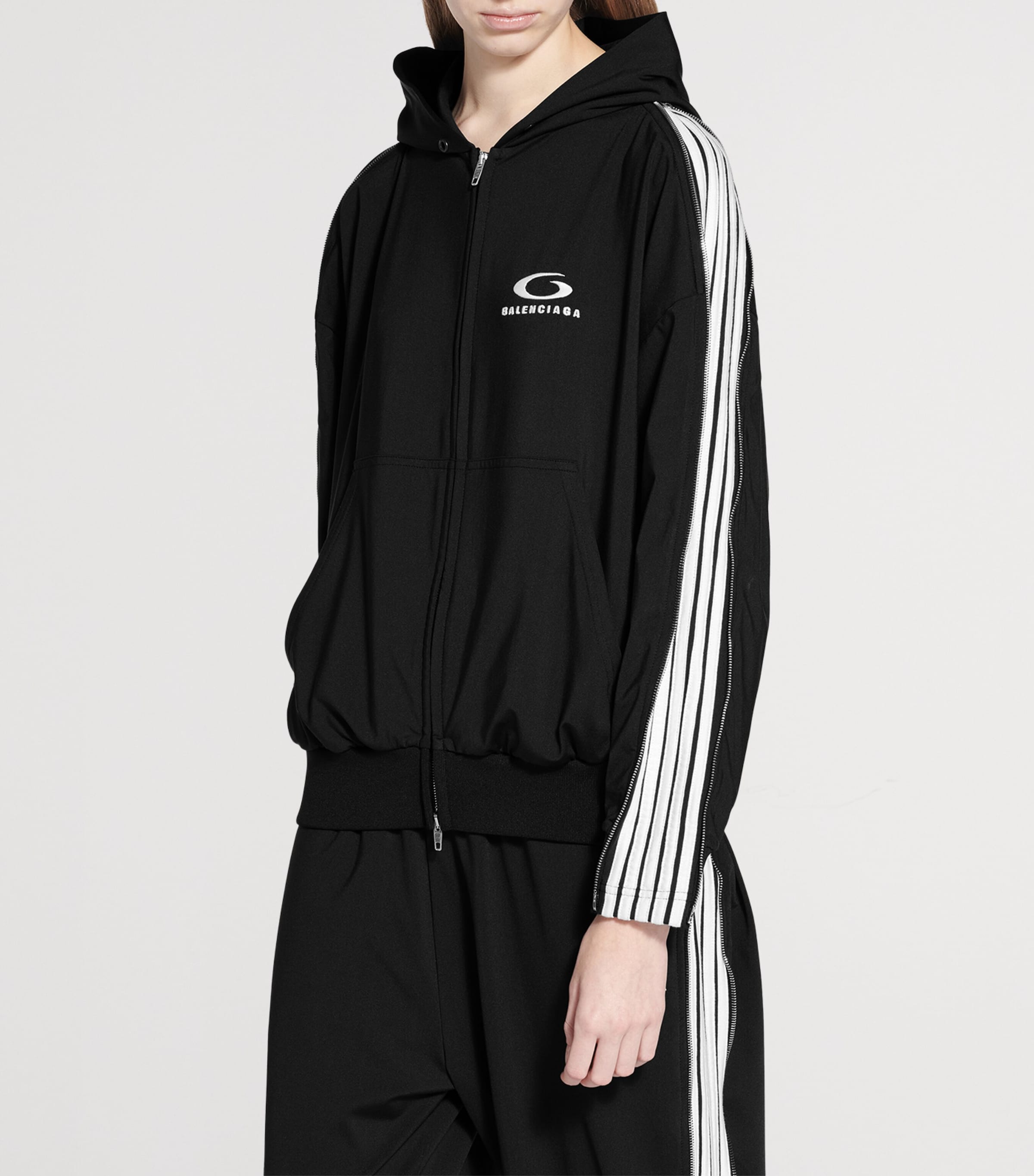 Balenciaga Black Zipped Zip-Up Hoodie