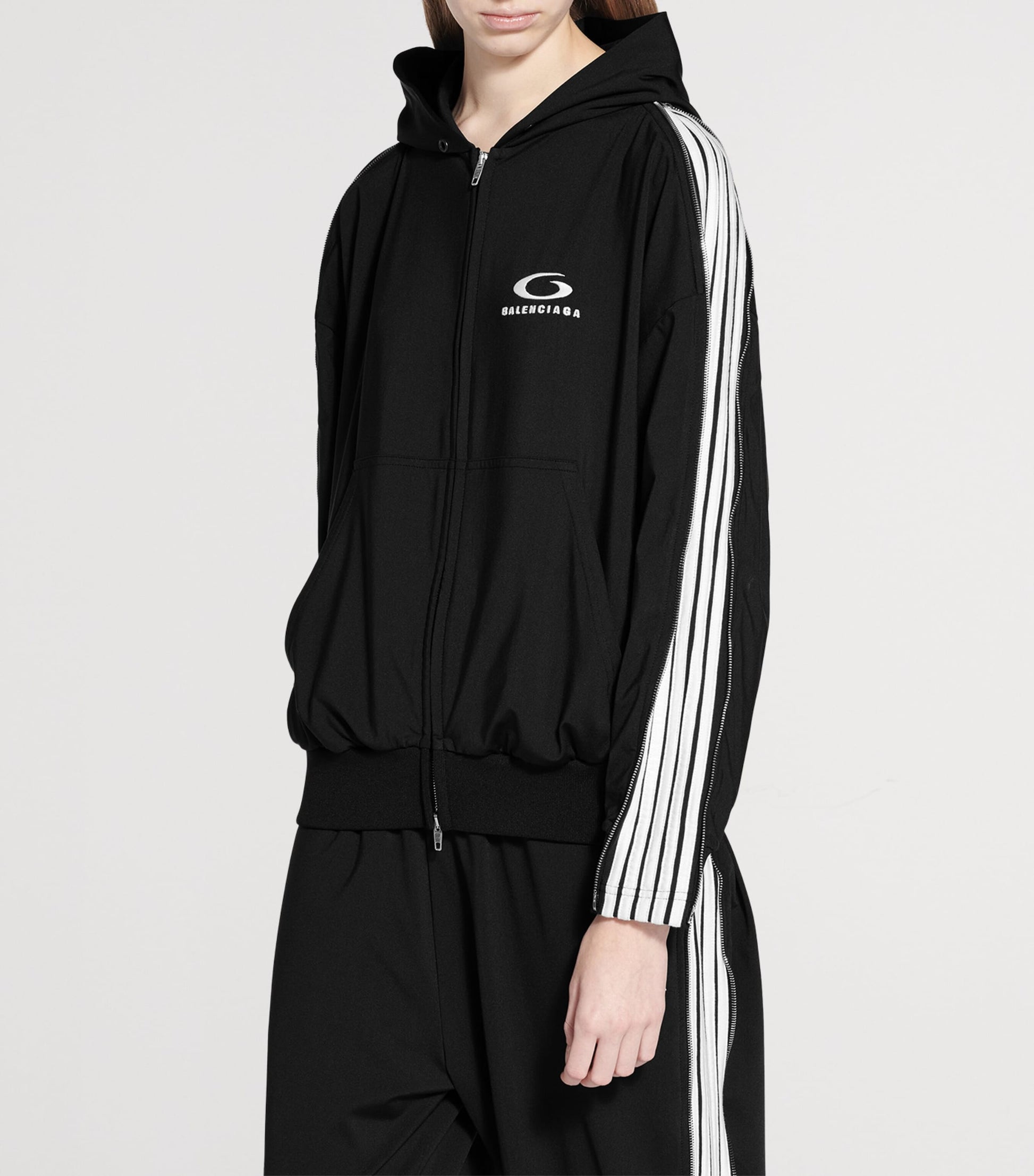 Balenciaga Black Zipped Zip-Up Hoodie