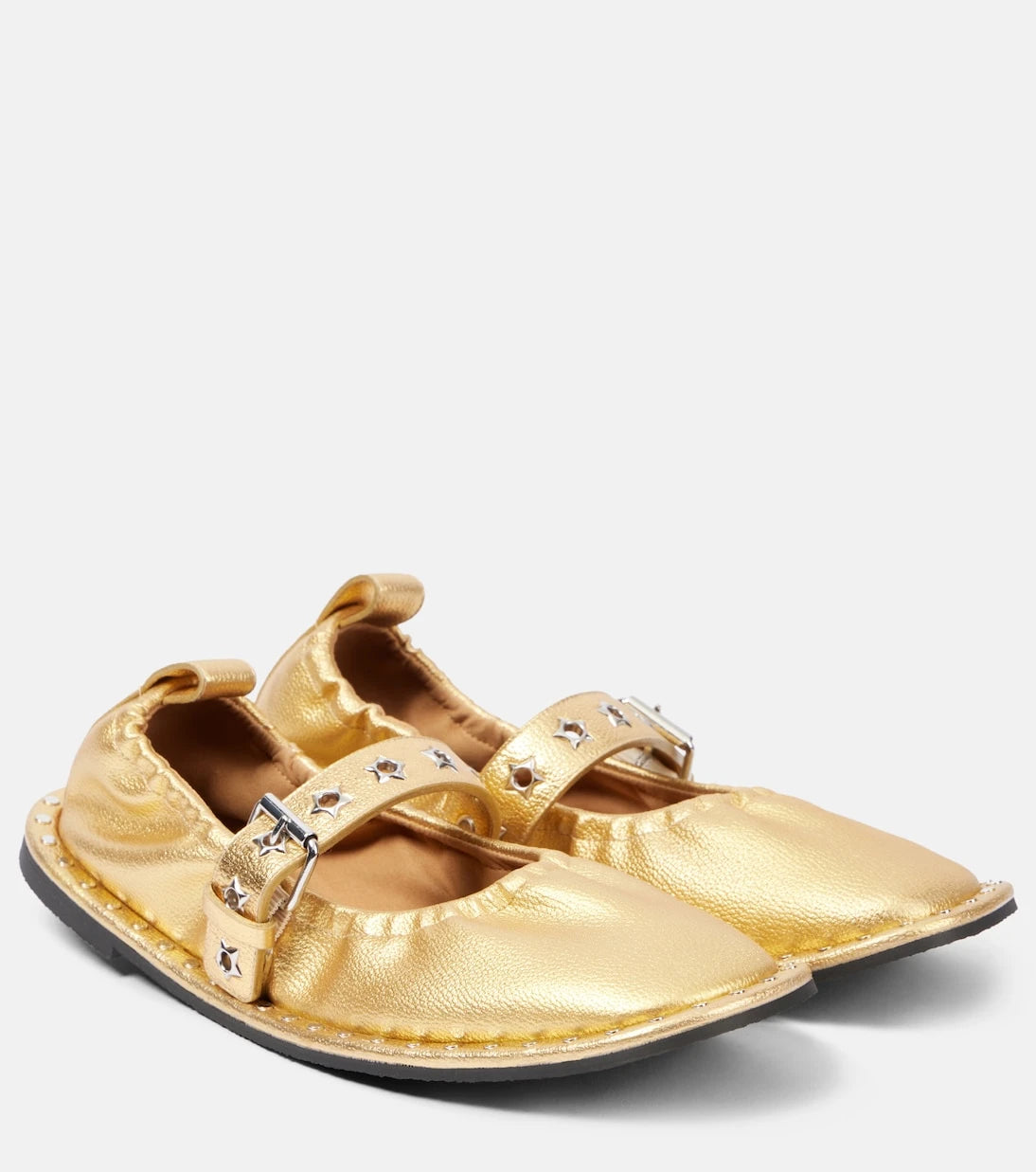 Stella McCartney - Falabella metallic Mary Jane flats