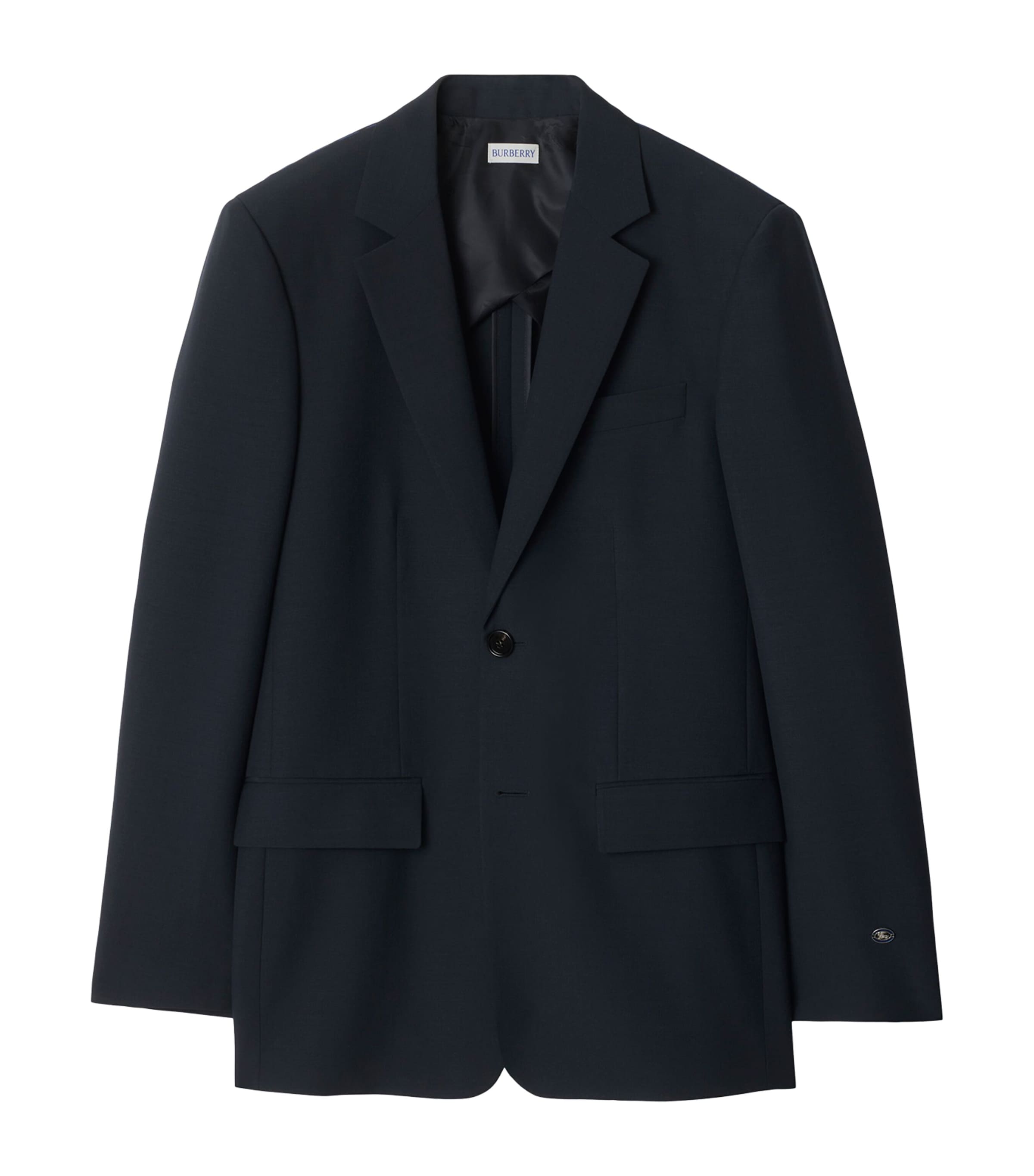 Burberry Navy Wool-Mohair Slim Tailored Blazer