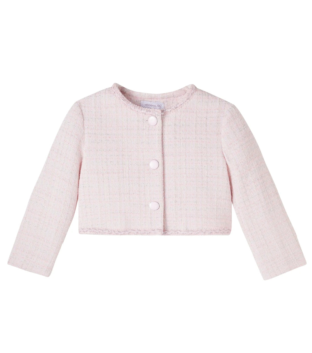 Monnalisa - Cropped cotton-blend lamé tweed jacket