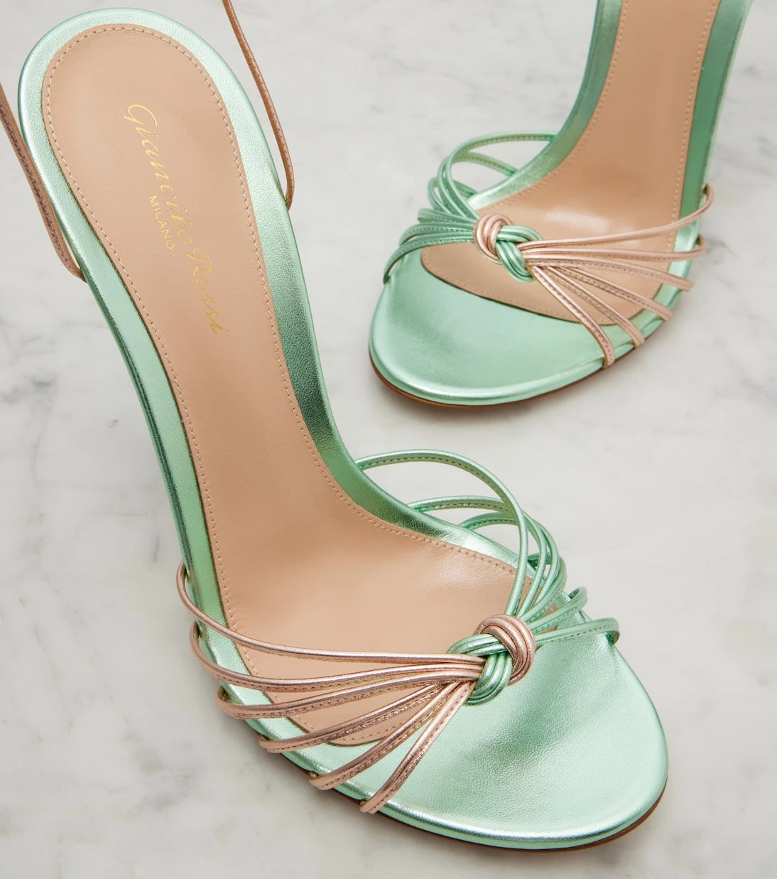Gianvito Rossi - Metallic leather slingback sandals