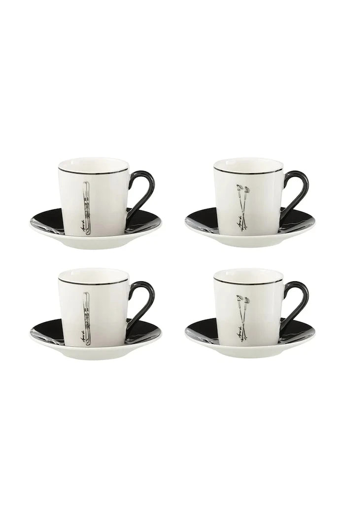 J-Line porselen fincan ve tabak seti, seramikten 11,2 x 11,2 x 6 cm