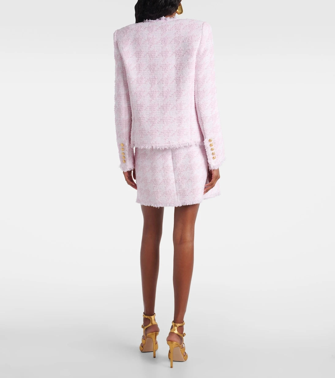 Balmain - Houndstooth cotton-blend tweed jacket