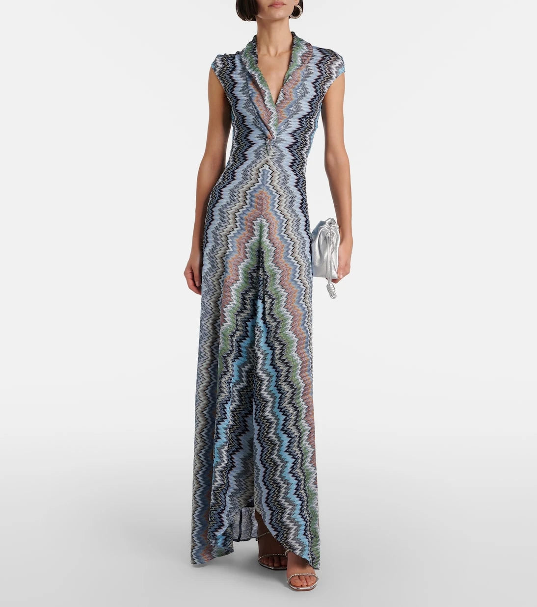 Missoni - فستان ماكسي مضلع ومزموم بنمط متعرج