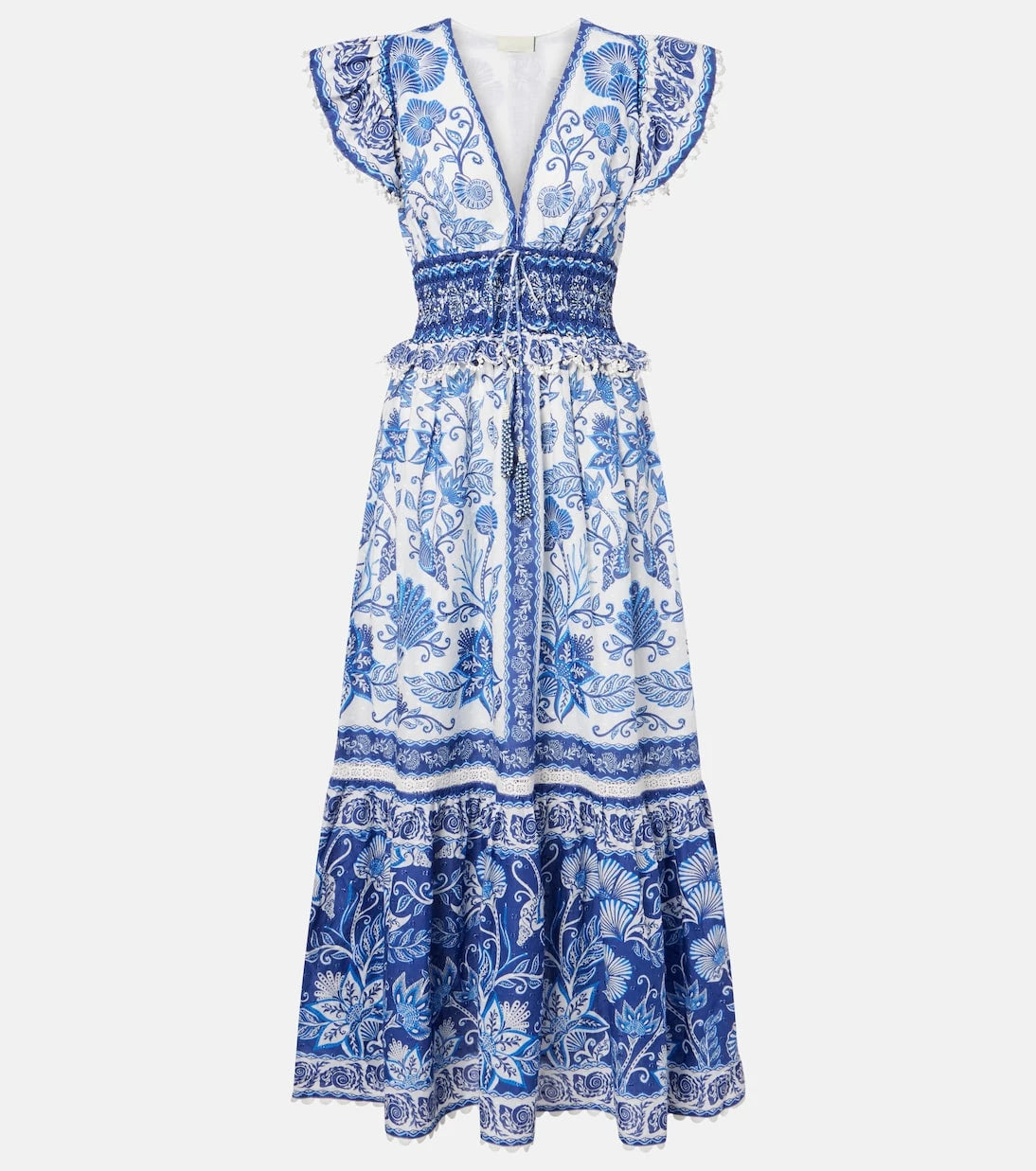 Farm Rio - Floral tiered cotton maxi dress