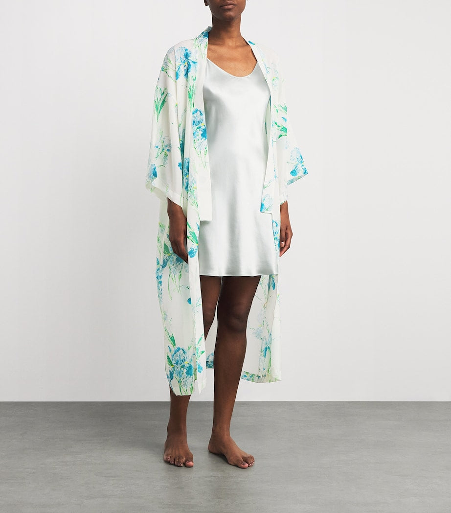 Silk Floral Amaya Samphire Robe