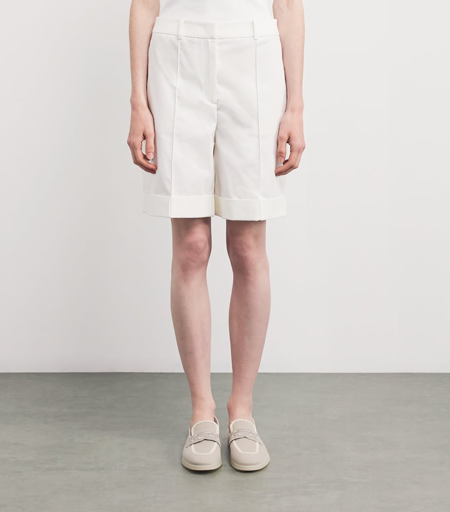 Cotton-Blend Darted Shorts BIANCO
