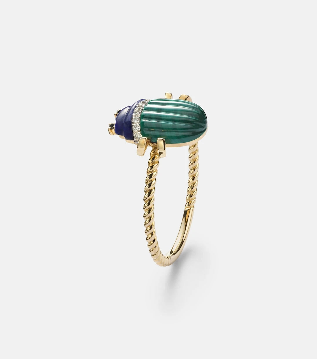 Yvonne Léon - Scarabée Mini 9kt gold ring with gemstones