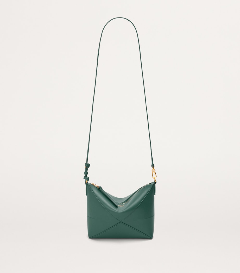 Green Leather Puzzle Pouch Bag