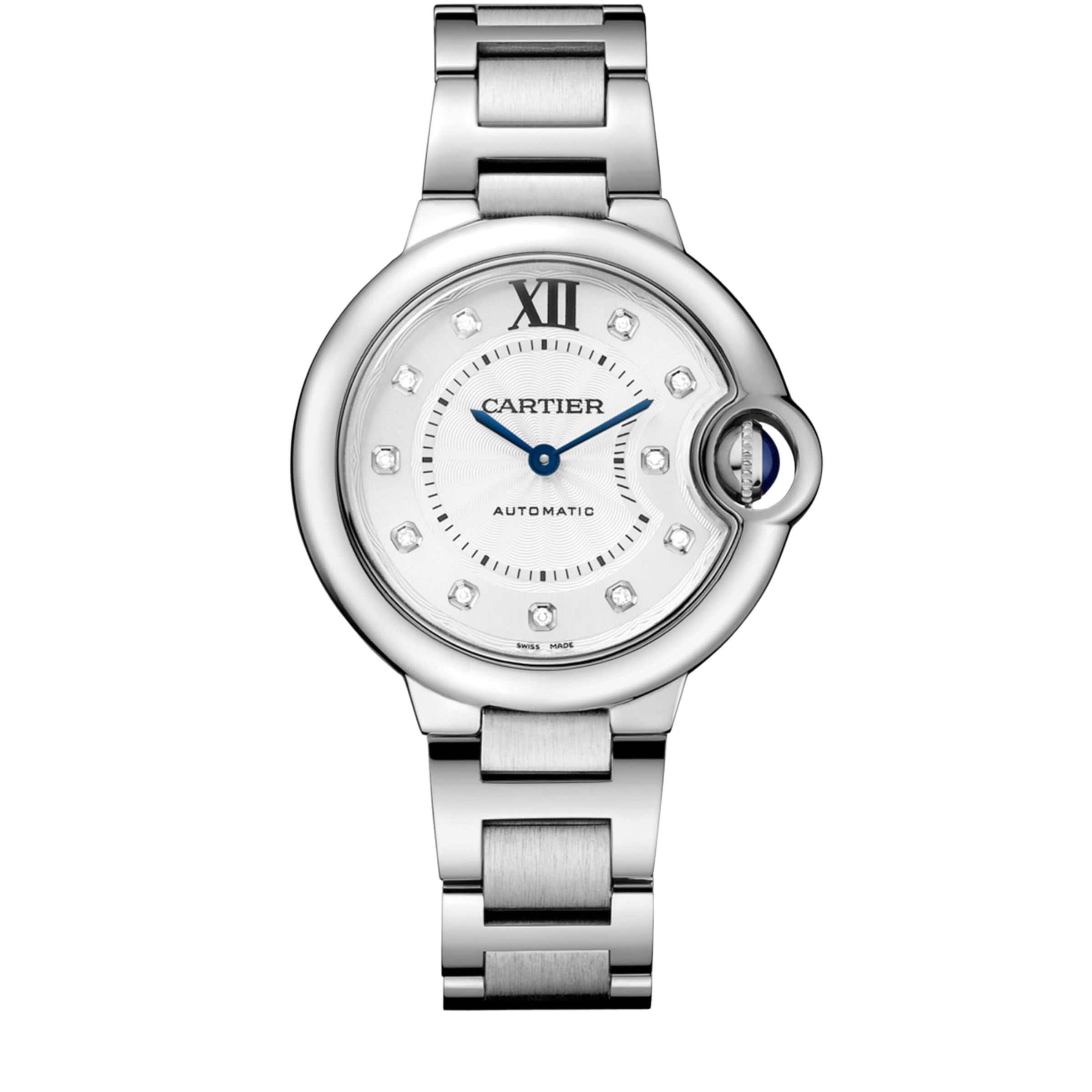 Stainless Steel and Diamond Ballon Bleu de Cartier Watch 33mm