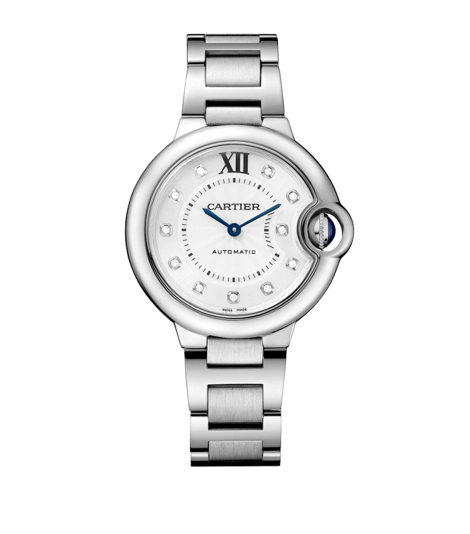 Stainless Steel and Diamond Ballon Bleu de Cartier Watch 33mm