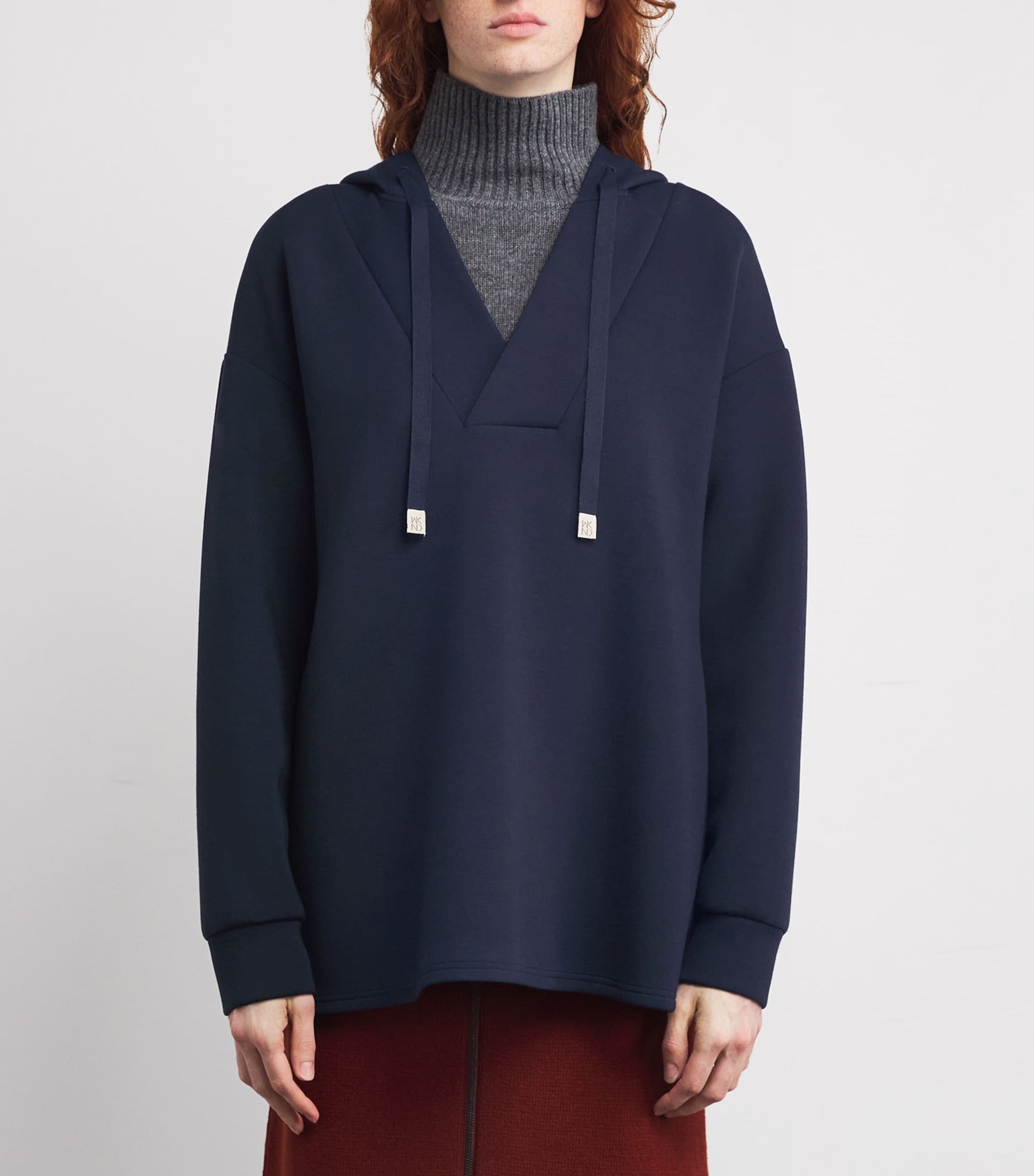 Weekend Max Mara Blue V-Neck Drawstring Hoodie