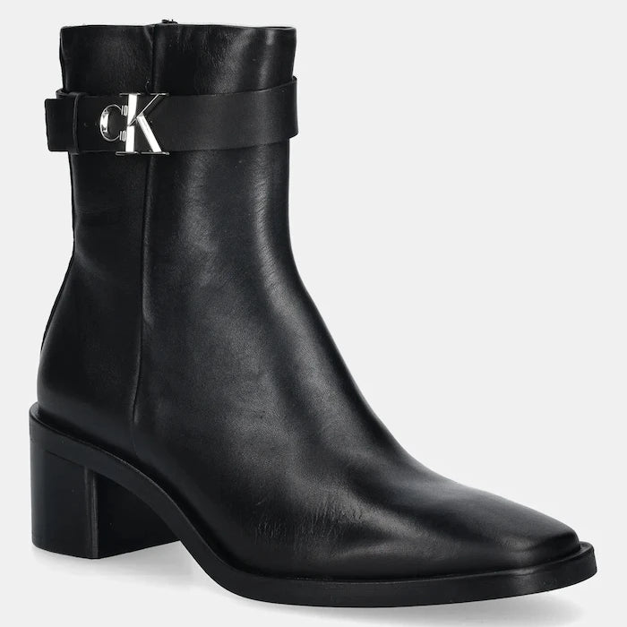 Calvin Klein BLOCK HEEL BOOT W/ METAL LOGO Deri Bot