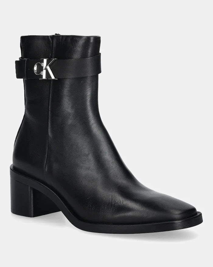 Calvin Klein BLOCK HEEL BOOT W/ METAL LOGO Deri Bot