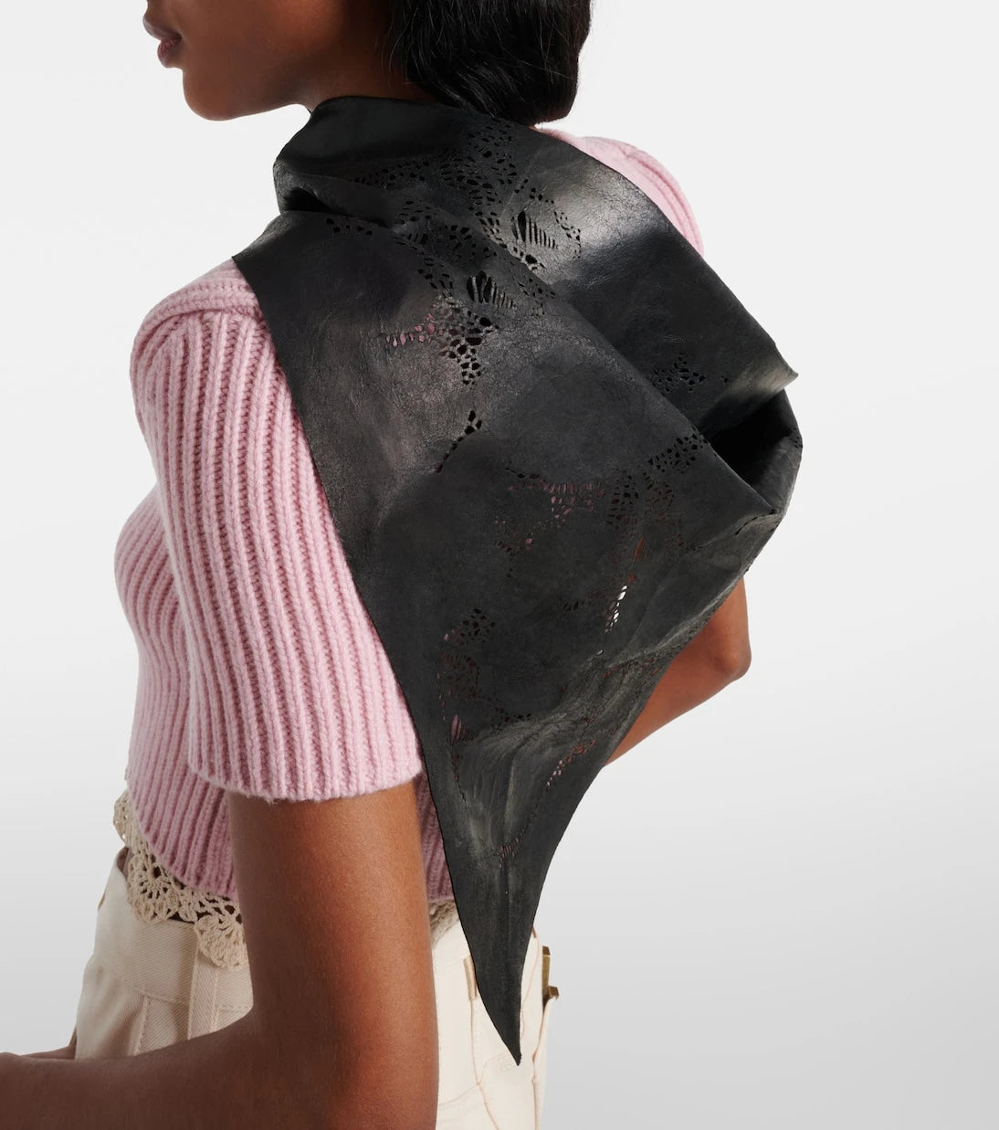 Magda Butrym - Floral perforated leather scarf
