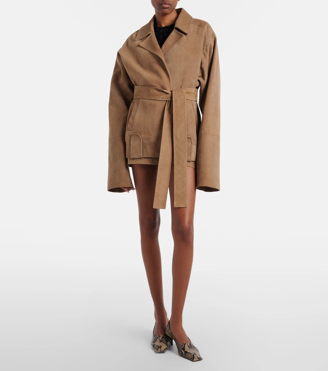 Khaite - Jett suede miniskirt