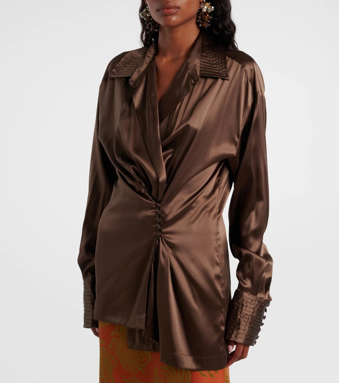 Dries Van Noten - Draped silk-blend shirt
